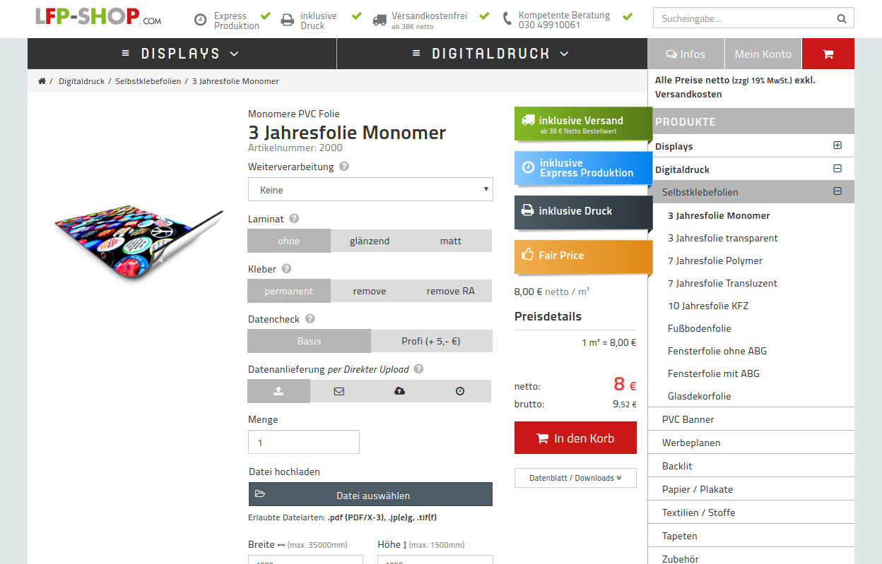 3 jahresfolie monomer