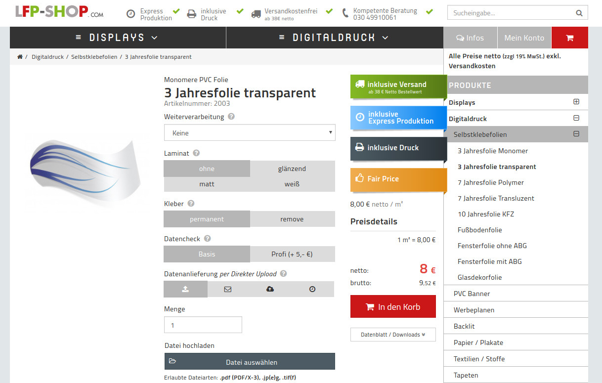 3 jahresfolie transparent